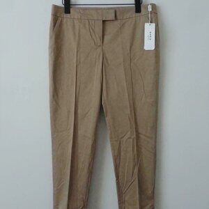 NWT AKRIS Sand Brown Cotton Blend Cropped Frankie Trouser Pants 8